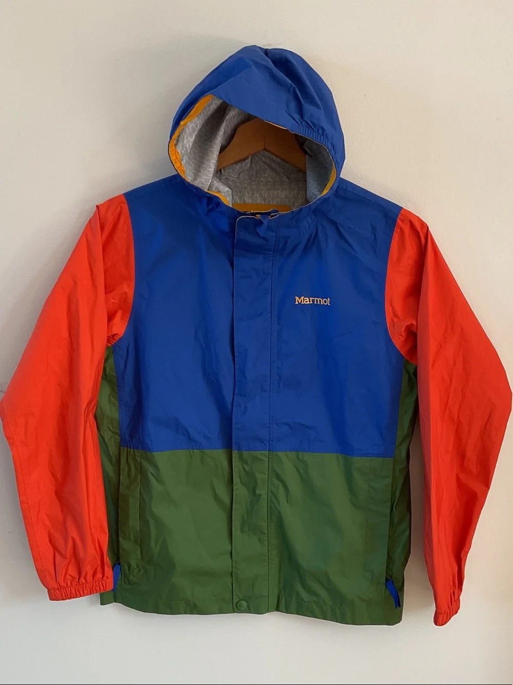 Kids Marmot Colorblock Hooded Rain Jacket Size L
